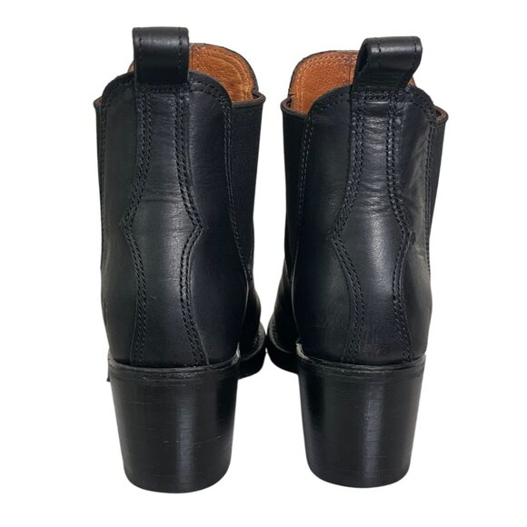 Frye Sabrina Chelsea Black Leather Chunky Heeled Boots - Size 7.5 - Picture 8 of 14
